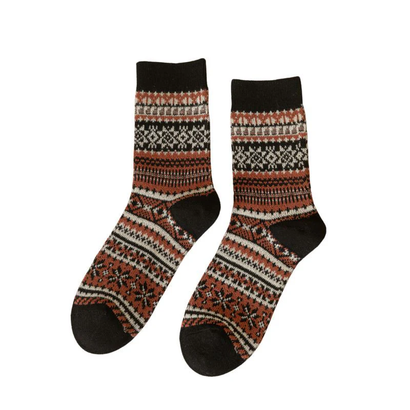 Autumn and winter retro cotton men's geometric jacquard socks - Image 5