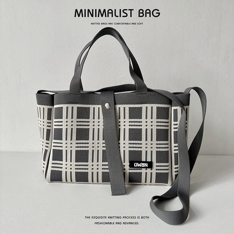 Black and white diamond knitted tote bag - Image 12