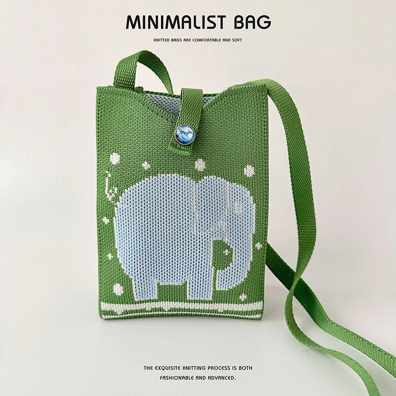 Black and white panda mini phone knitted bag - Image 14