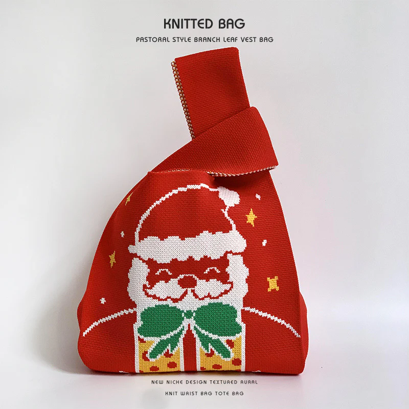 Christmas Gift Bag Knitted Vest Bag Handbag - Image 11