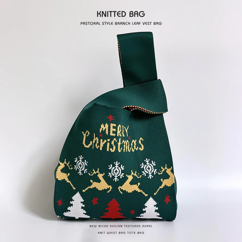 Christmas Gift Bag Knitted Vest Bag Handbag - Image 13