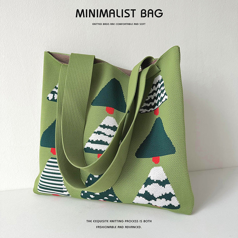 Christmas tree knitted tote bag - Image 3