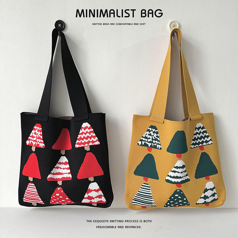 Christmas tree knitted tote bag - Image 5