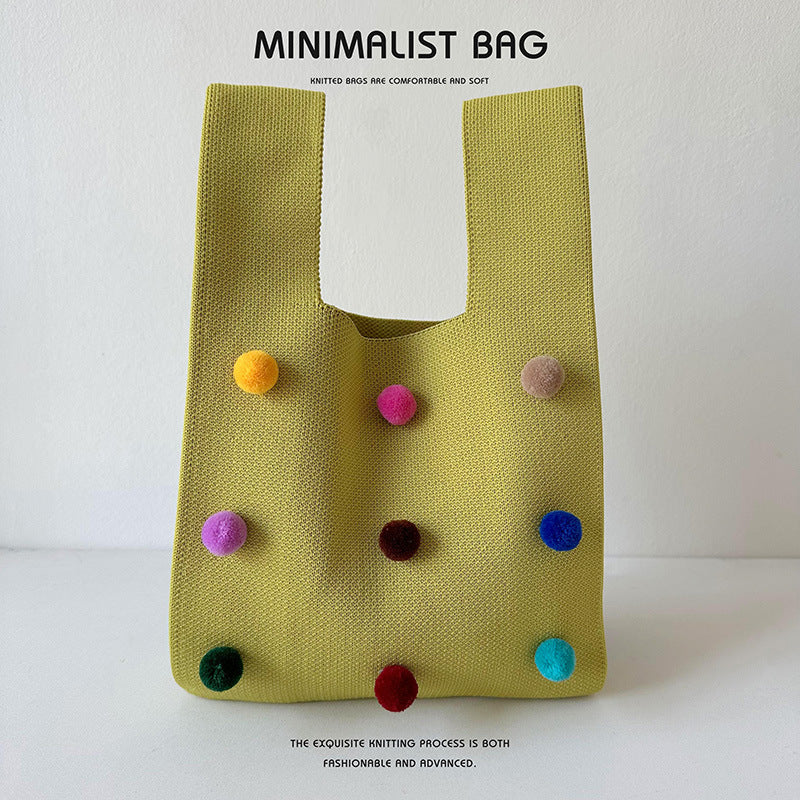 Colorful ball knitted bag handbag - Image 10