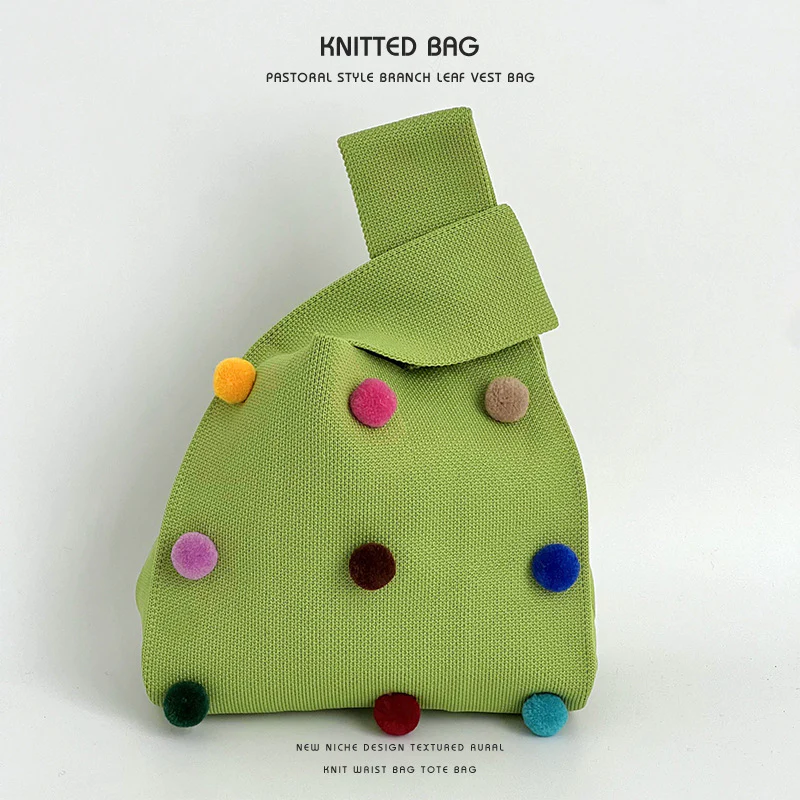 Colorful ball knitted bag handbag - Image 14