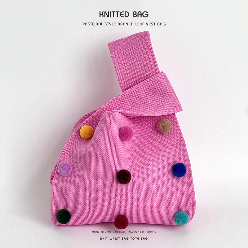 Colorful ball knitted bag handbag - Image 16