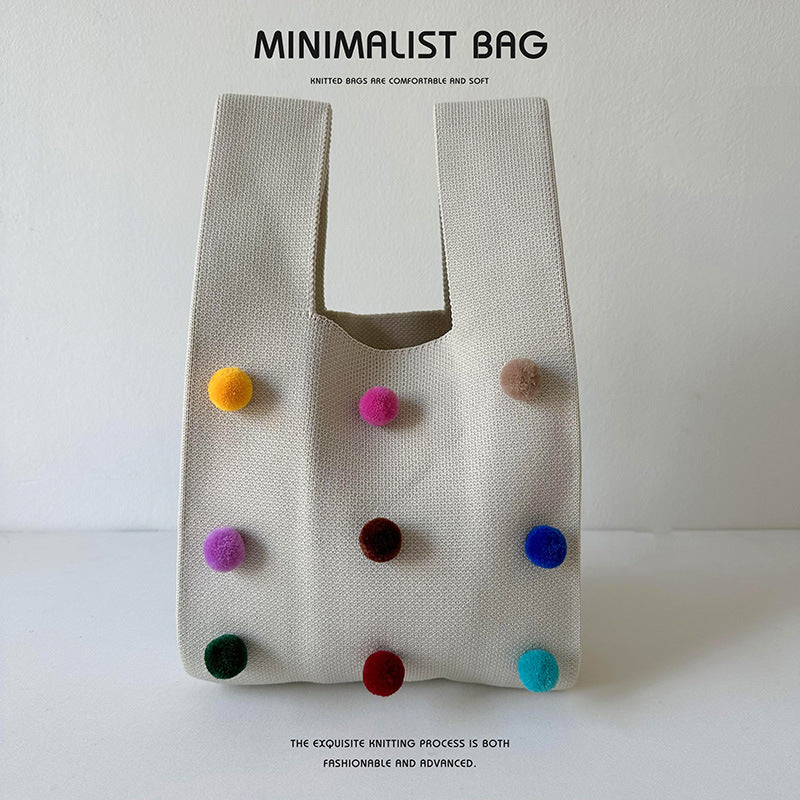 Colorful ball knitted bag handbag - Image 7