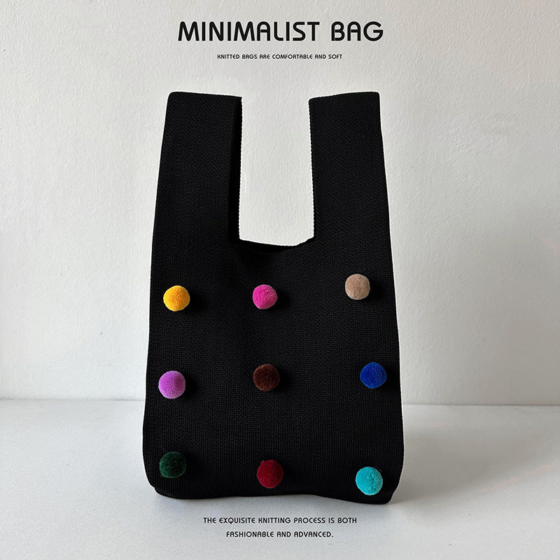 Colorful ball knitted bag handbag - Image 8