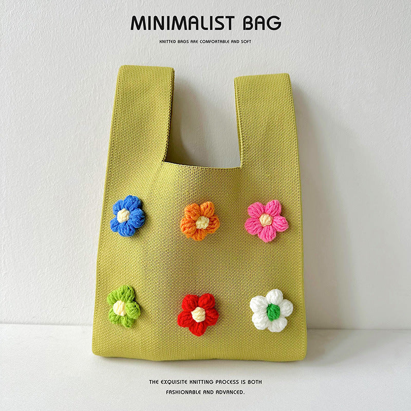 Colorful flower knitted shoulder bag handbag knitted bag - Image 11