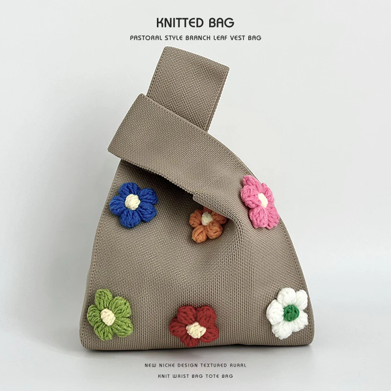 Colorful flower knitted shoulder bag handbag knitted bag - Image 12