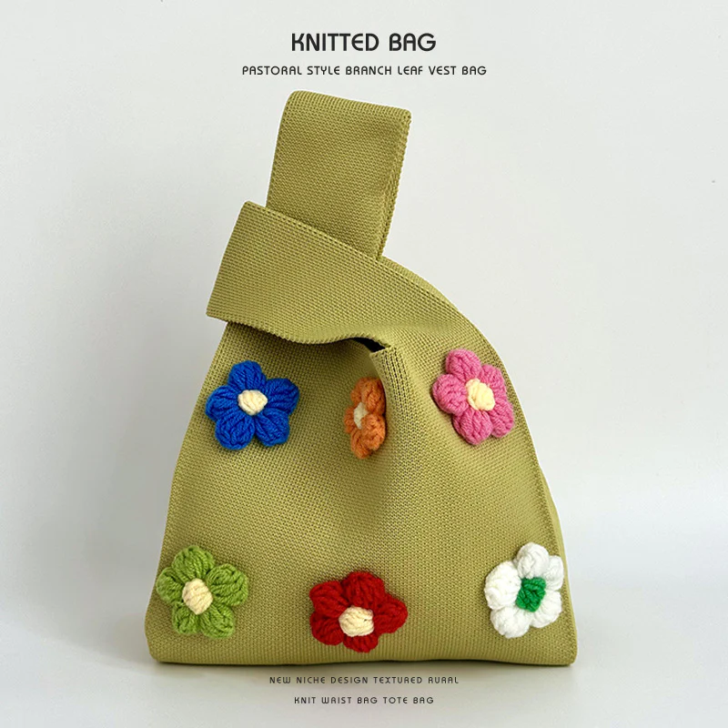 Colorful flower knitted shoulder bag handbag knitted bag - Image 17
