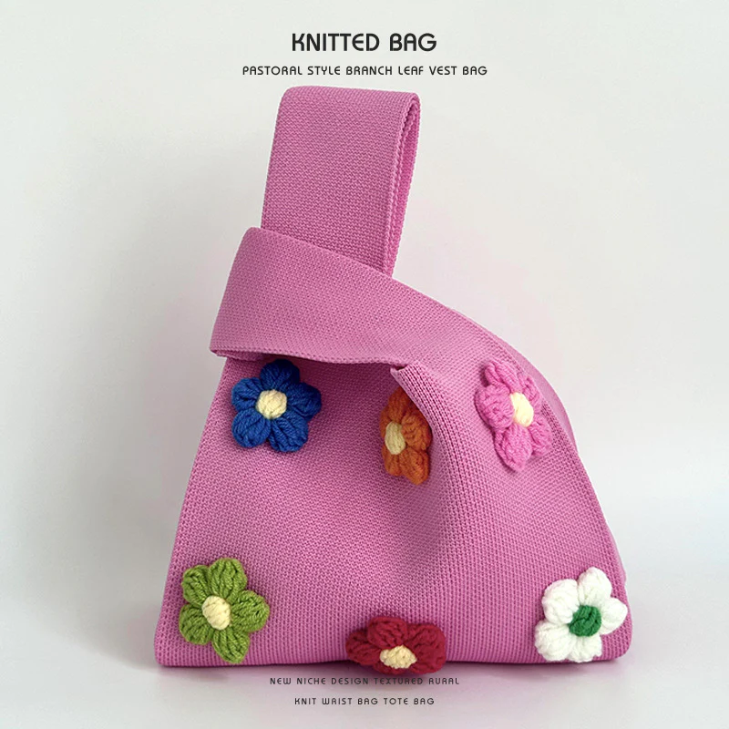 Colorful flower knitted shoulder bag handbag knitted bag - Image 18