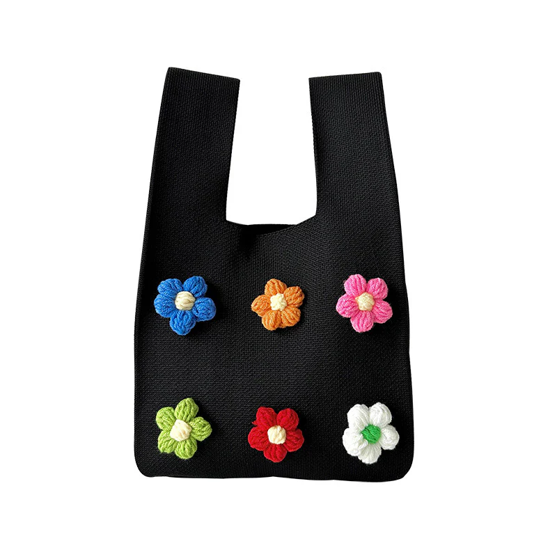 Colorful flower knitted shoulder bag handbag knitted bag - Image 6