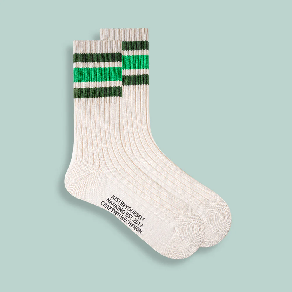 Combed Cotton Retro Three-Bar Sports Socks - Image 3