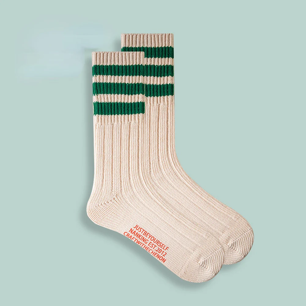 Combed Cotton Thickened Solid Color Retro Long Socks - Image 7