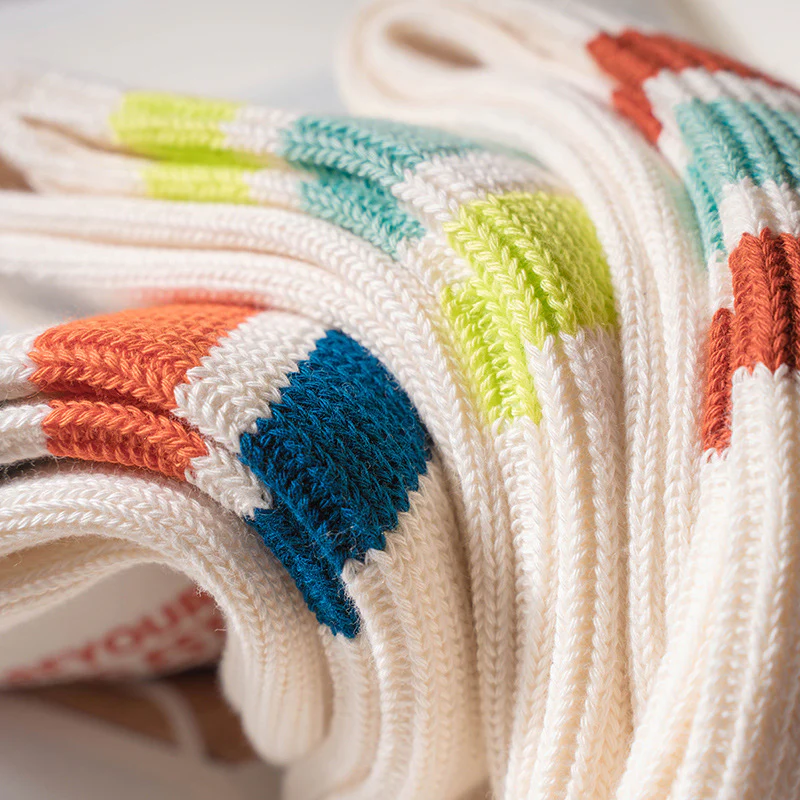 Combed Cotton Thickened Solid Color Striped Retro Long Socks - Image 7