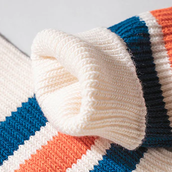 Combed Cotton Thickened Solid Color Striped Retro Long Socks - Image 9