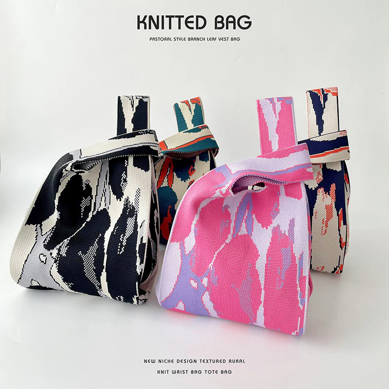 Contrast stone pattern knitted handbag - Image 4