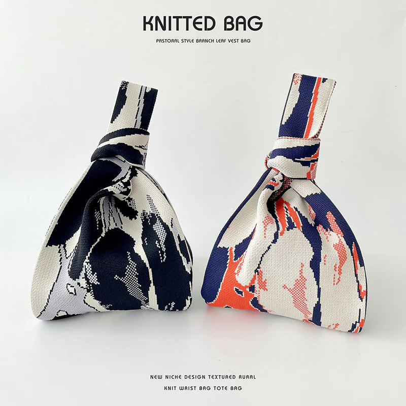 Contrast stone pattern knitted handbag - Image 5