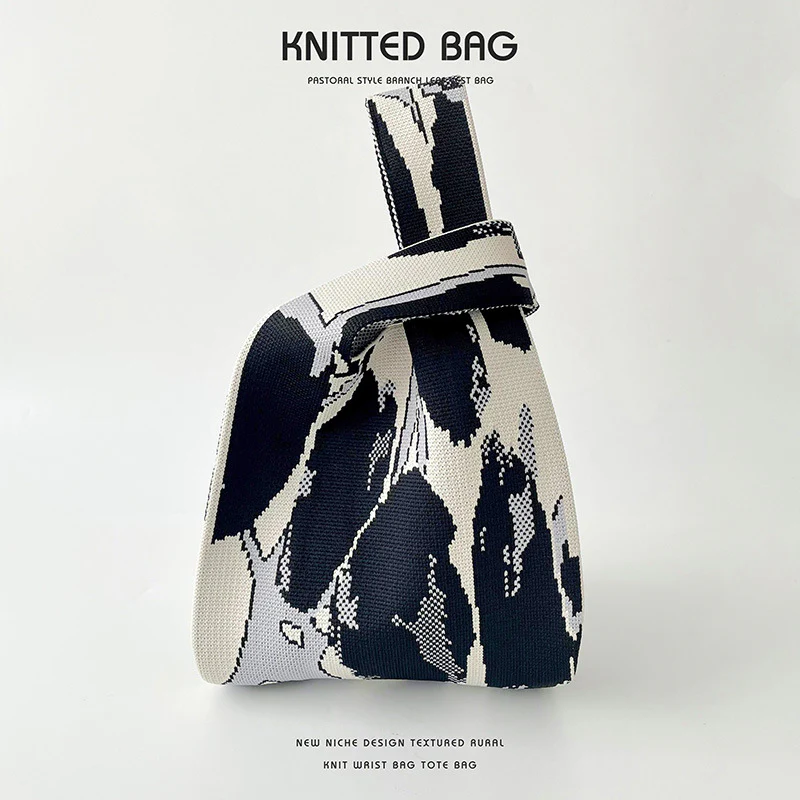 Contrast stone pattern knitted handbag - Image 7