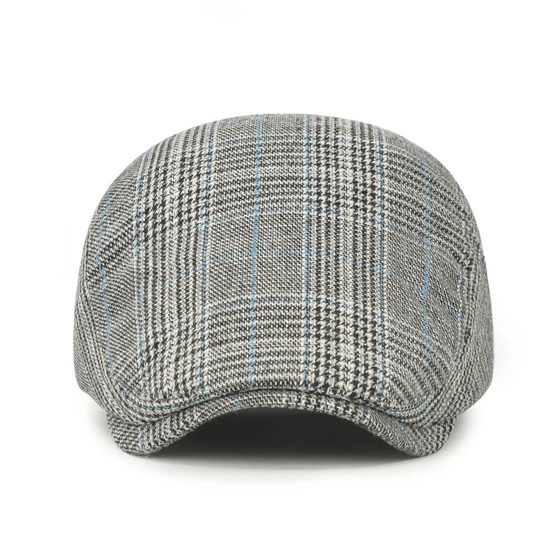 Plaid fashionable and comfortable beret men's and women's same cap - Image 3