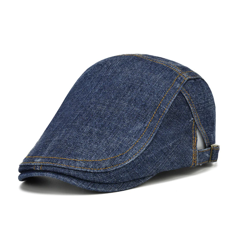 Washed and ground old cotton denim cap - Image 3