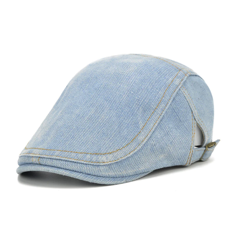 Washed and ground old cotton denim cap - Image 4