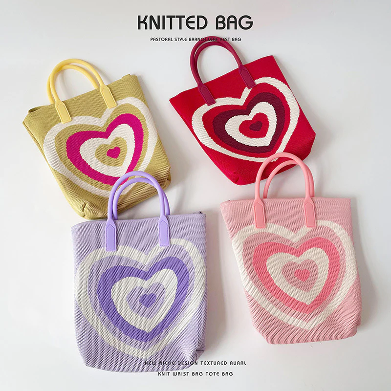 Gradient Heart Knitted Shoulder Bag Crossbody Bag - Image 4