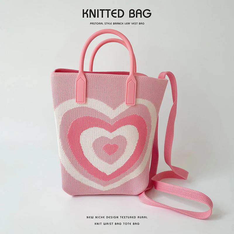 Gradient Heart Knitted Shoulder Bag Crossbody Bag - Image 5