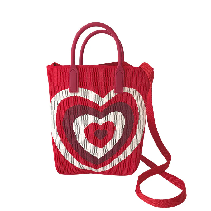 Gradient Heart Knitted Shoulder Bag Crossbody Bag - Image 6