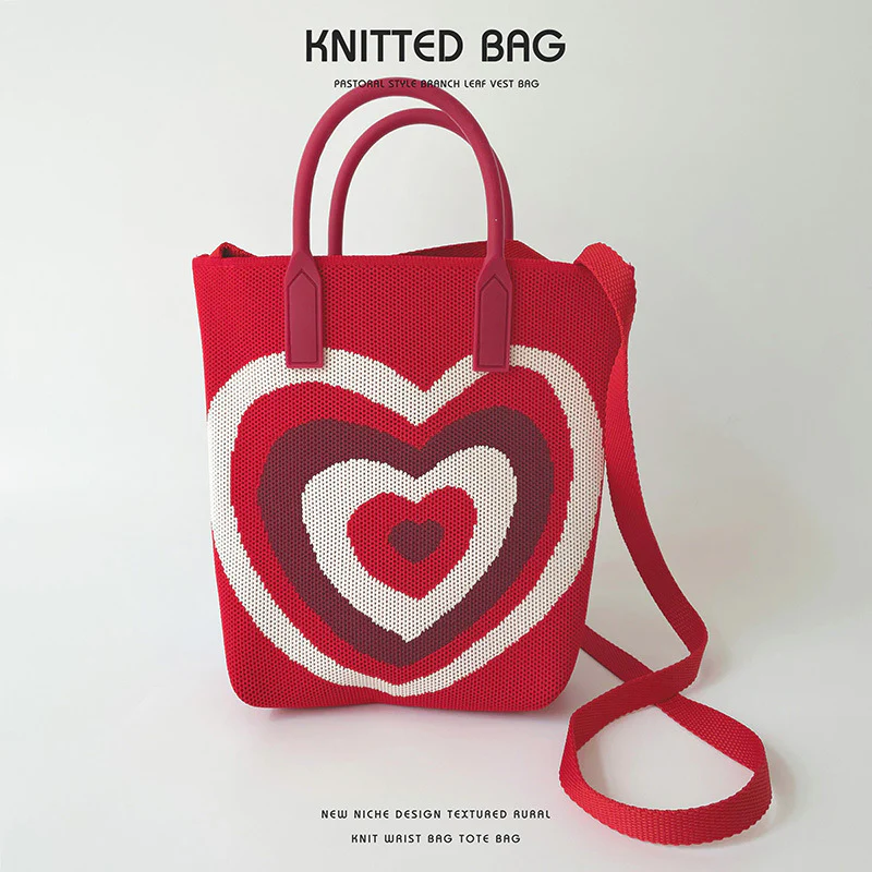 Gradient Heart Knitted Shoulder Bag Crossbody Bag - Image 8