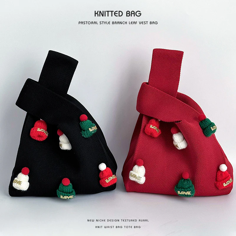Handmade Christmas hat cute knitted wrist bag - Image 3