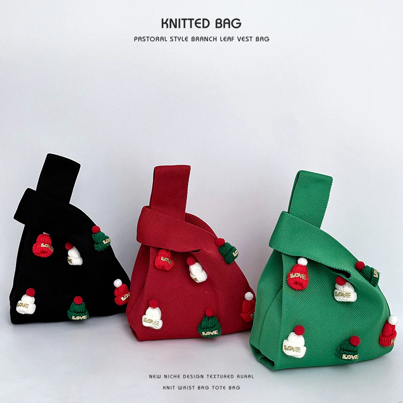 Handmade Christmas hat cute knitted wrist bag - Image 5