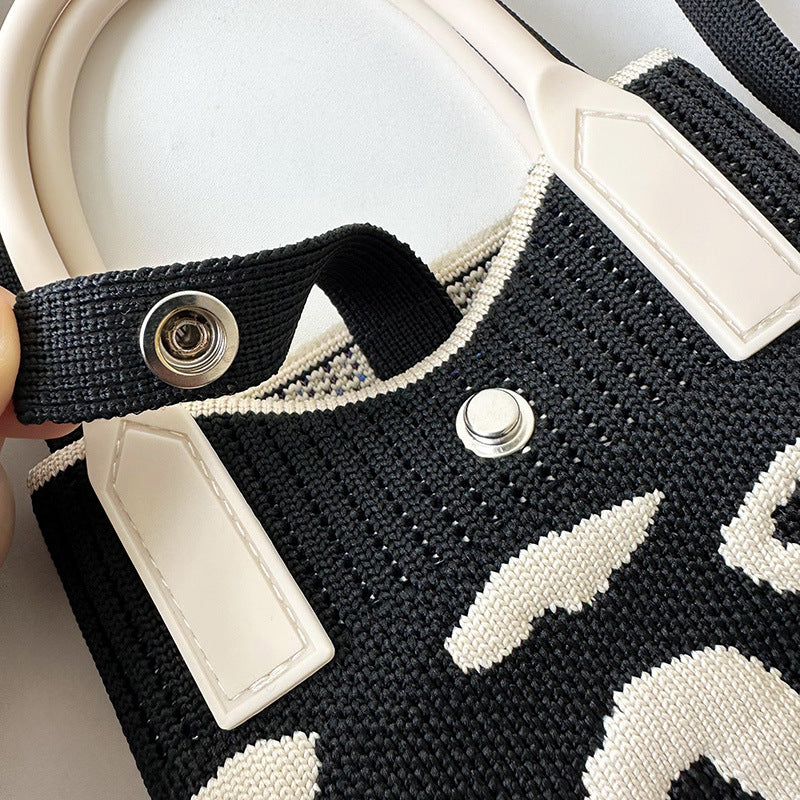 Leopard print knitted shoulder bag crossbody bag - Image 5