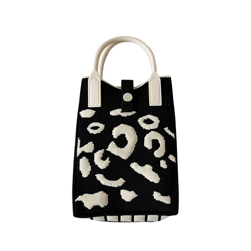 Leopard print knitted shoulder bag crossbody bag - Image 6
