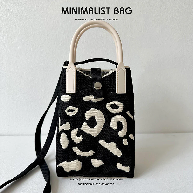 Leopard print knitted shoulder bag crossbody bag - Image 8