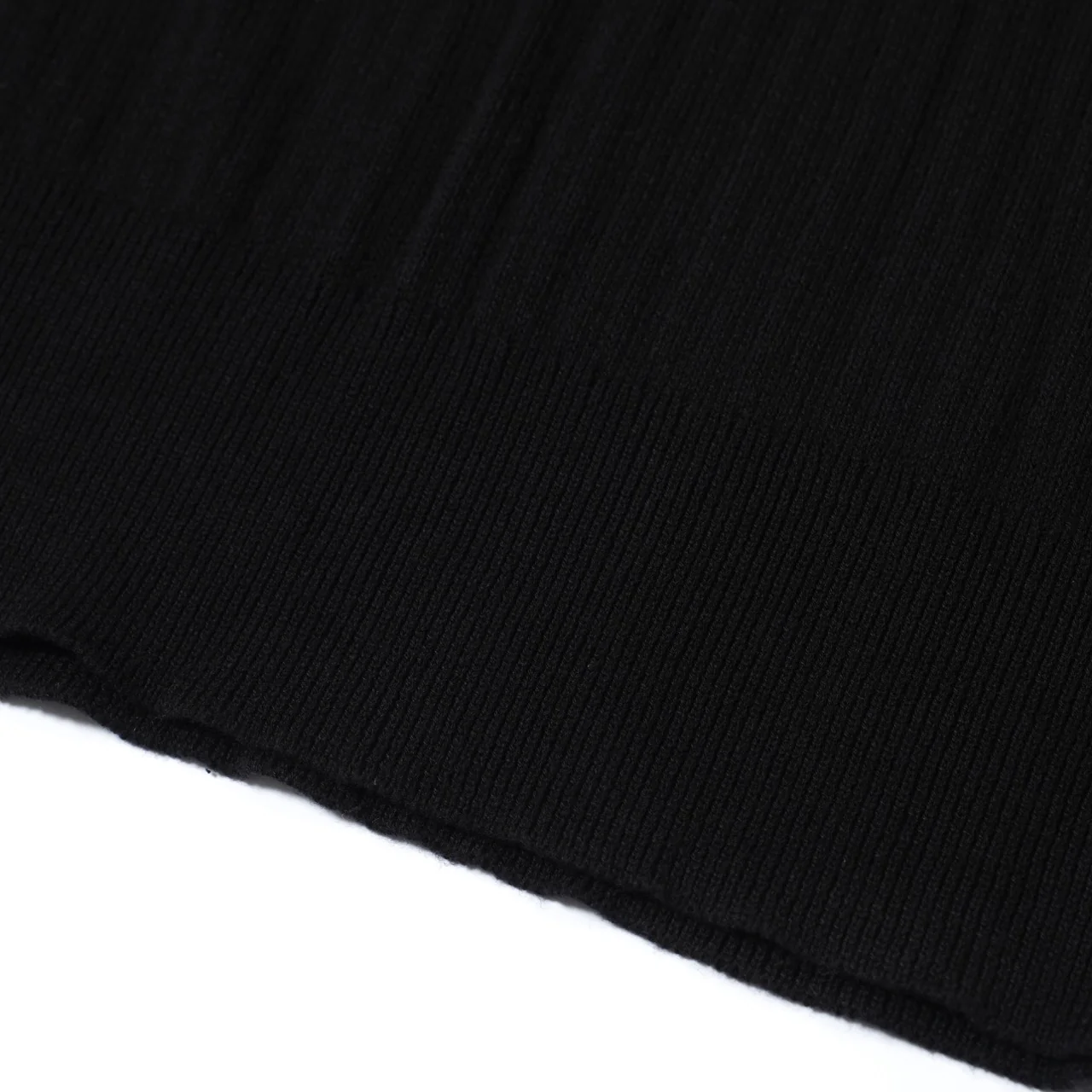 Men's 60s Black Ribbed Knit Polo – Minimalist Retro Shirt - Image 6