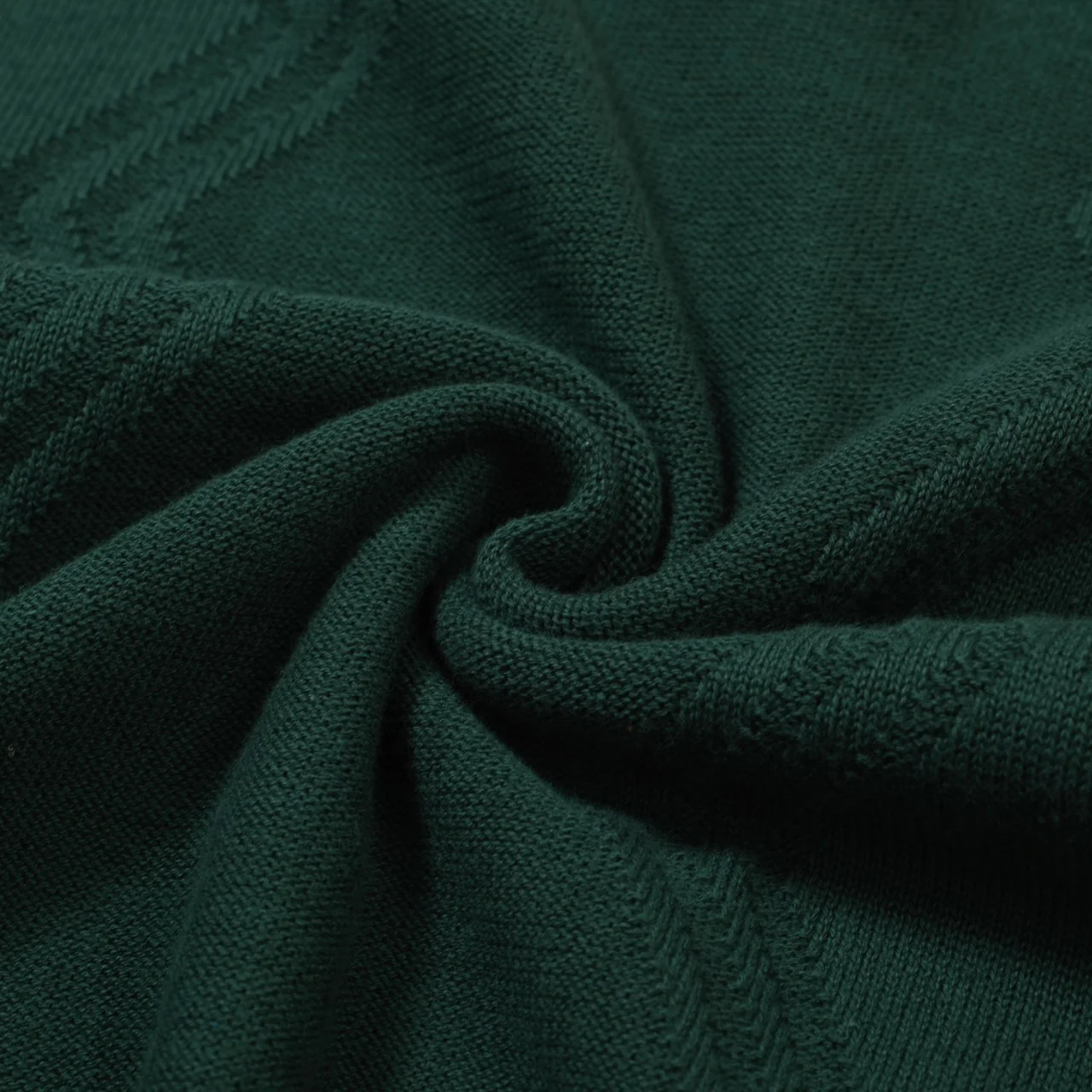 Men's 60s Green Knit Polo Shirt – Retro Brown Collar & Cuffs - Image 2