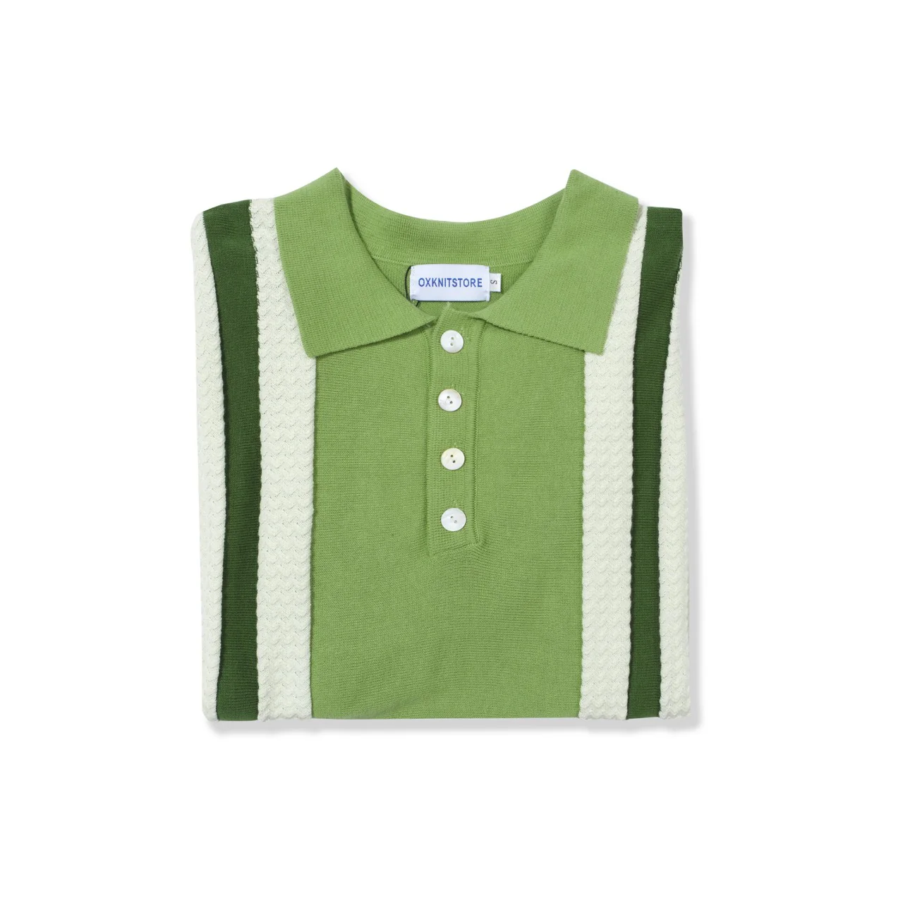 Men's 60s Green Vertical Stripe Knit Polo Shirt – Retro Mod Style - Image 10
