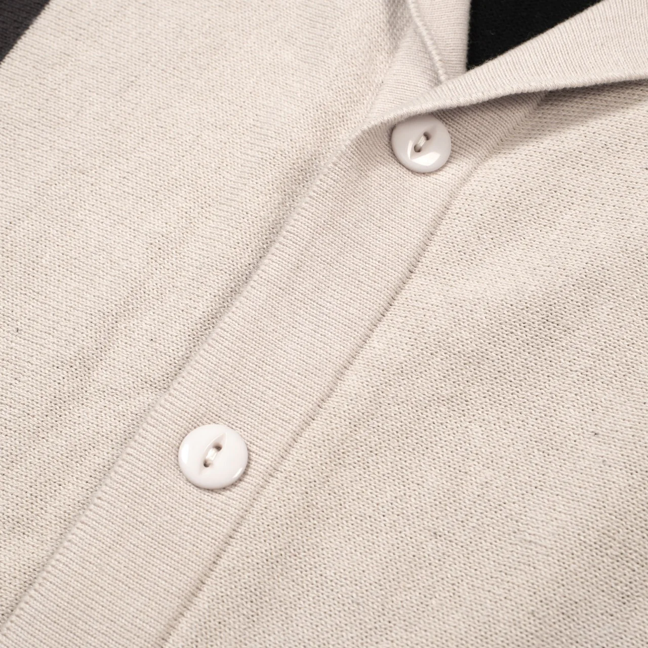 Men's 60s Mod Black & Gray Knit Button Shirt – Diamond Chest Detail - Image 5