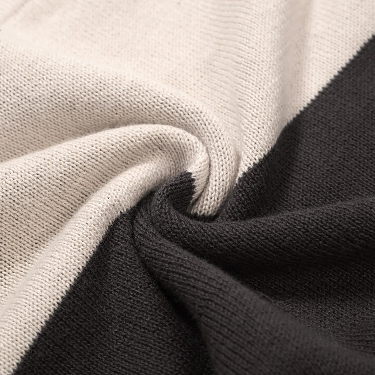 Men's 60s Mod Black & Gray Knit Button Shirt – Diamond Chest Detail - Image 8