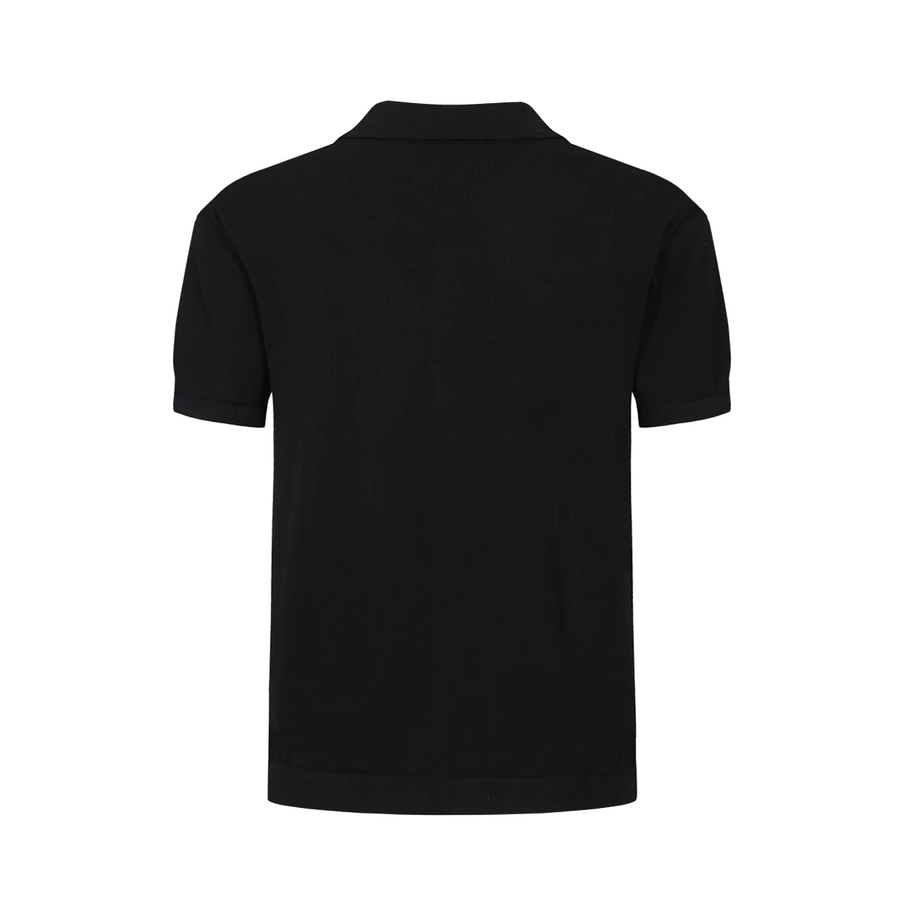 Men's 60s Mod Black & Gray Knit Button Shirt – Diamond Chest Detail - Image 9