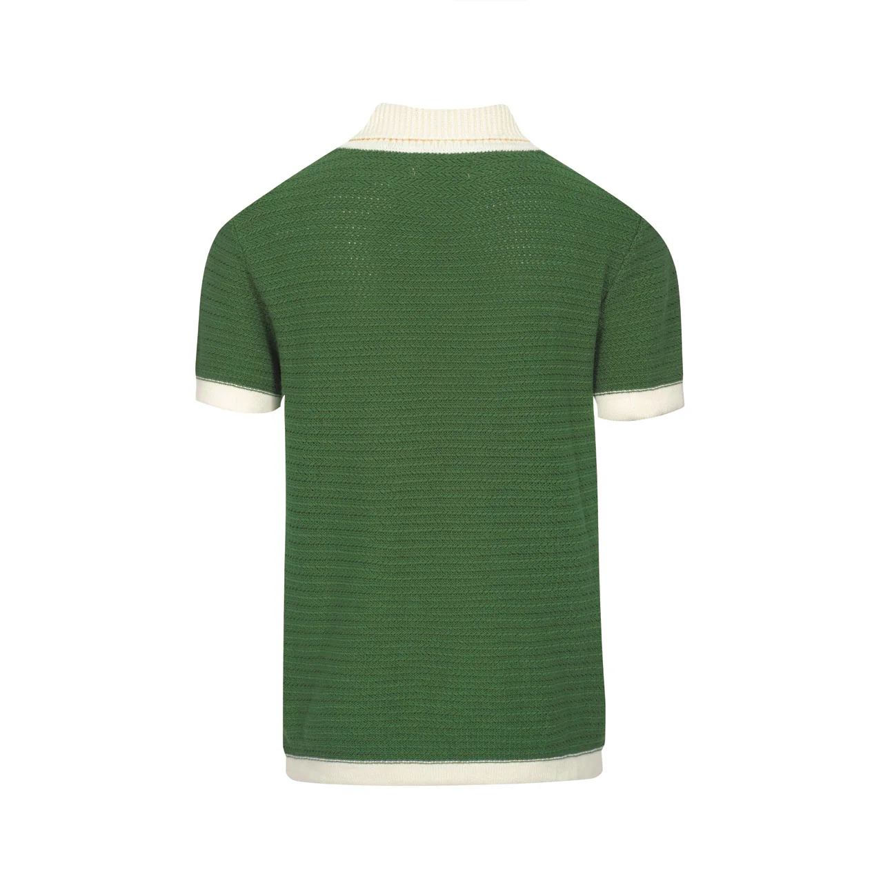 Men's 60s Mod Open Collar Polo – Green with Cream Trim - Image 7