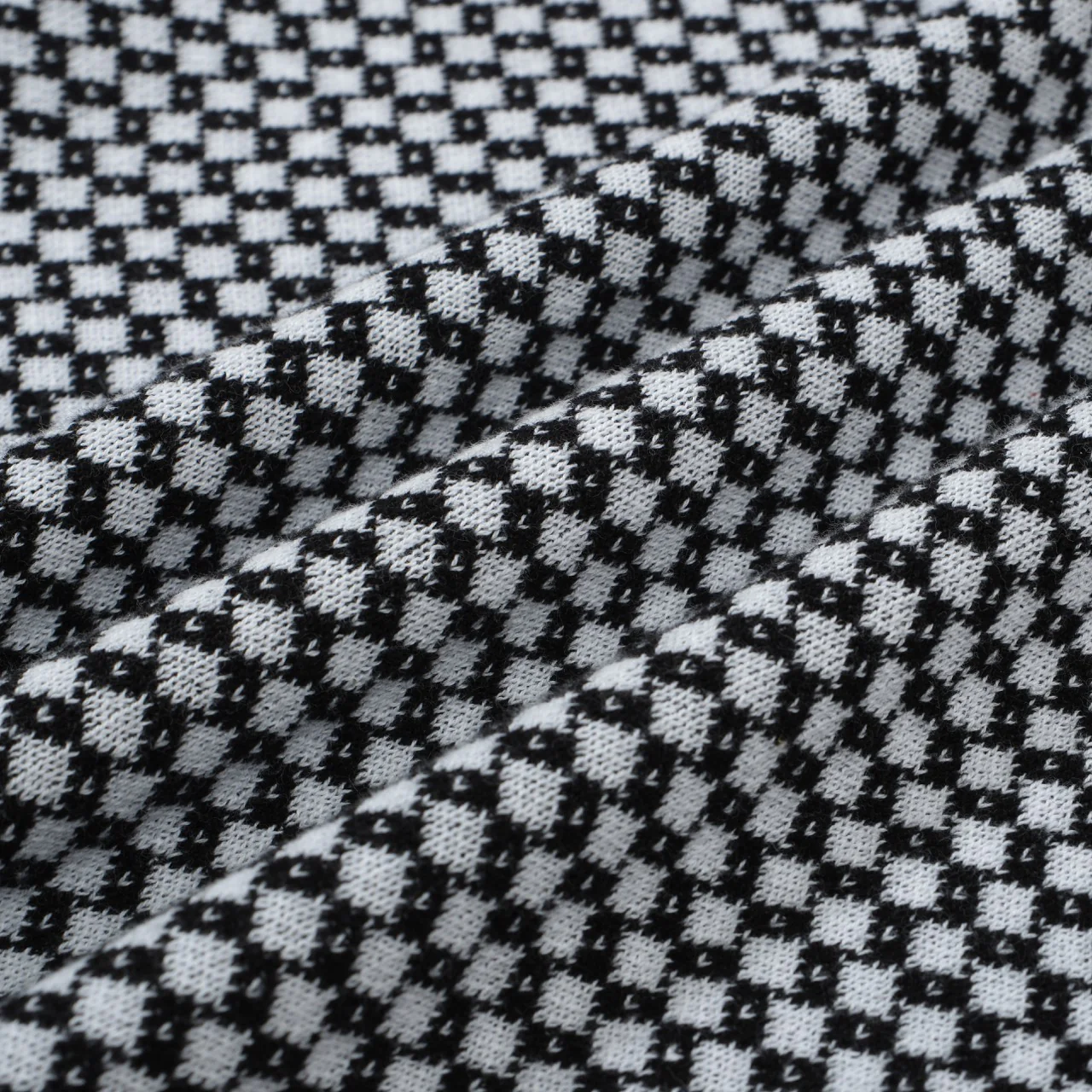 Men's 60s Mod Jacquard Zip Knit Polo – Black & White Diamond Pattern - Image 6