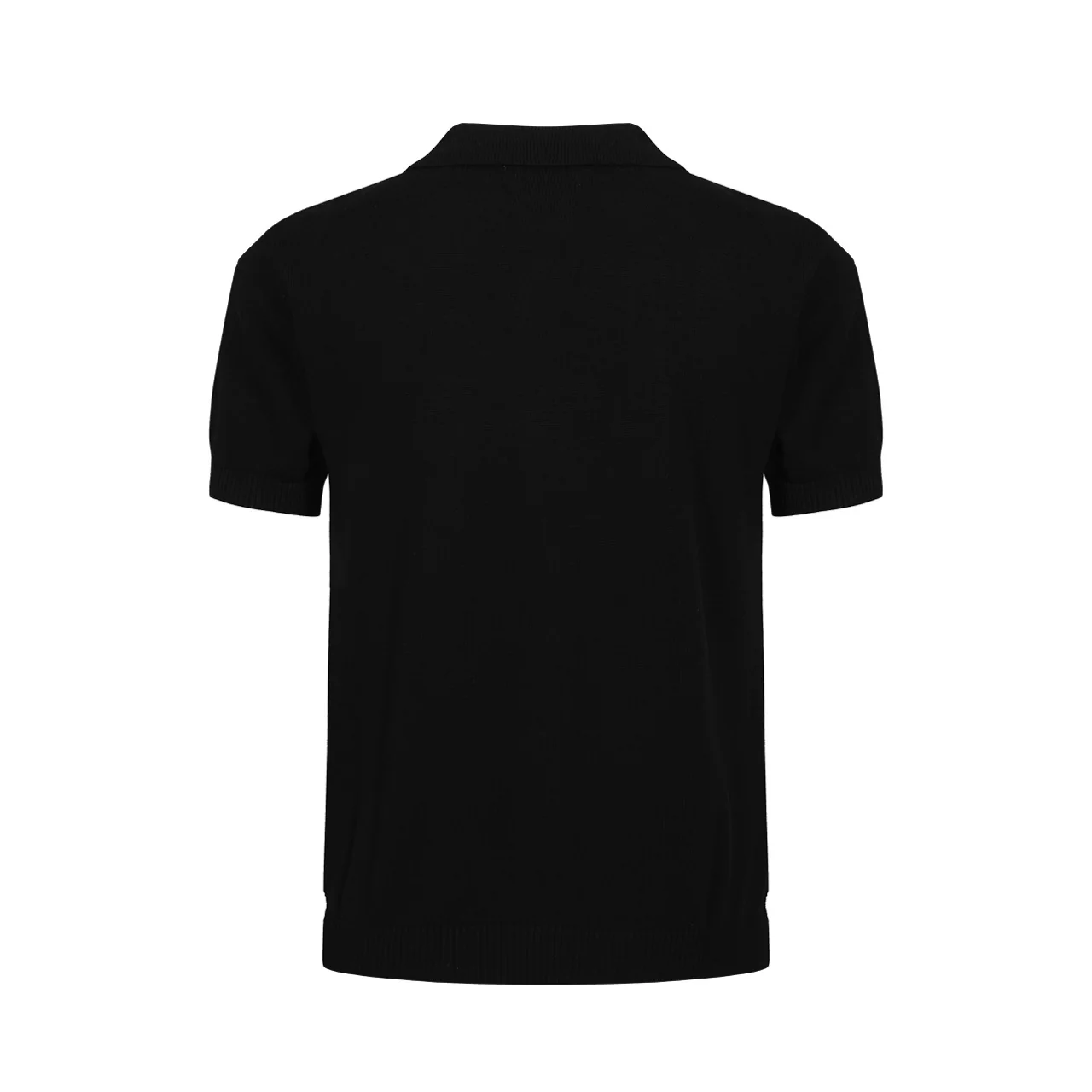 Men's 60s Monochrome Stripe Knit Shirt – Black, White & Grey Button-Up Polo - Image 10
