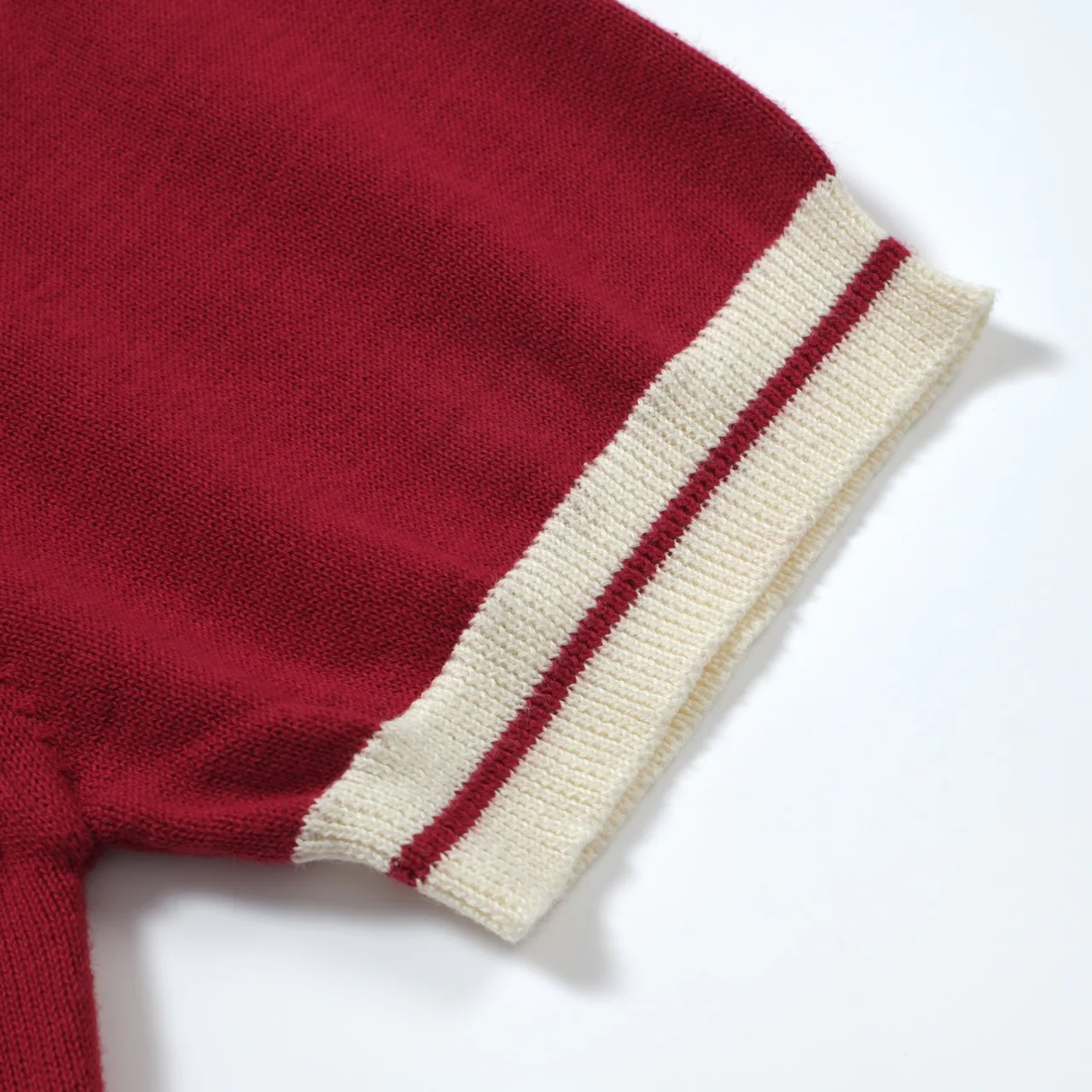 Men's 60s Mod Red Knit Zip Polo – Retro Casual Contrast Trim Shirt - Image 5