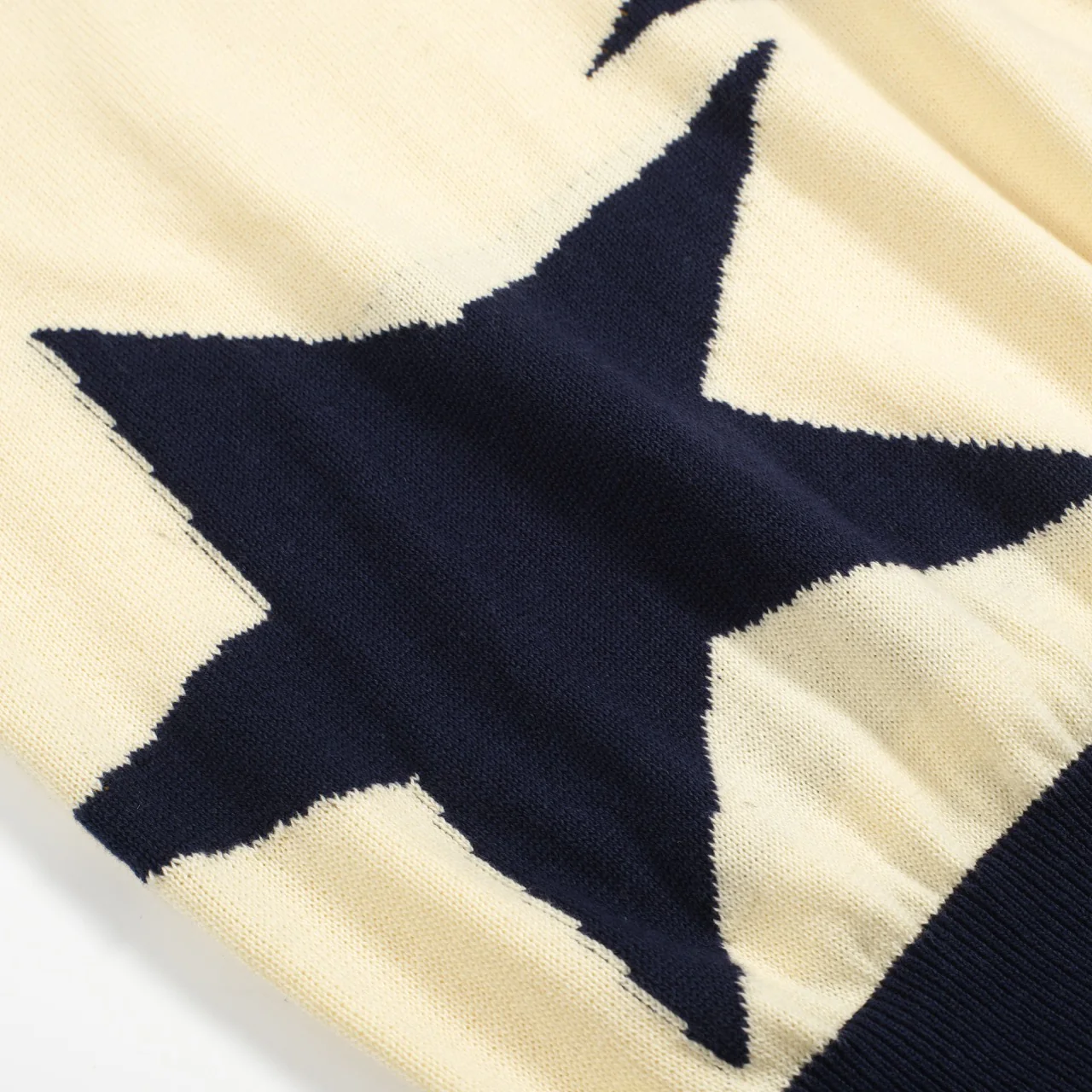 Men's 60s Star Print Knit Polo Shirt – Navy & Cream Retro Mod Style - Image 7