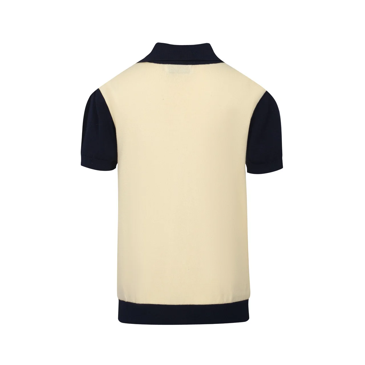 Men's 60s Star Print Knit Polo Shirt – Navy & Cream Retro Mod Style - Image 8