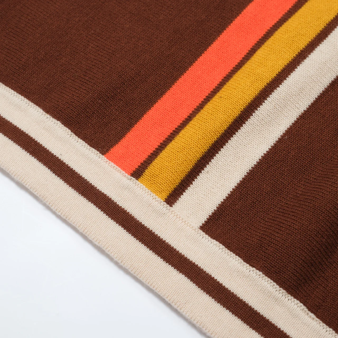Men's 70s Brown Knit Tee – Retro Racing Stripe Shirt - Image 4