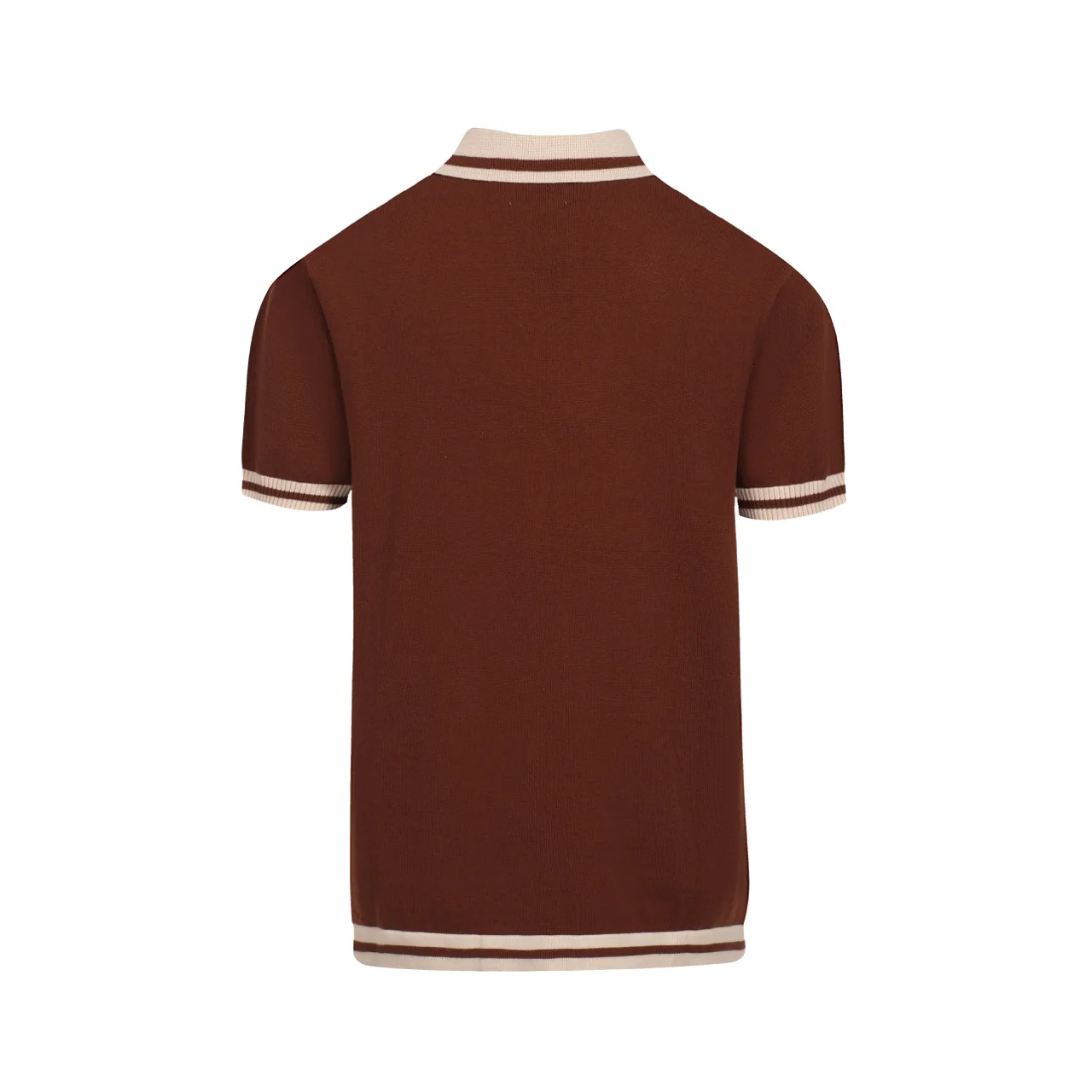 Men's 70s Brown Retro Knit Polo – Sunset Stripe V-Neck - Image 7